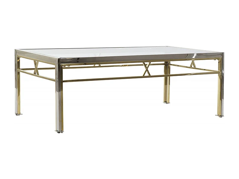 Table basse design en verre et acier argenté élégant