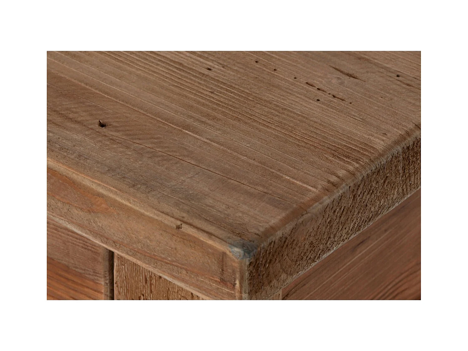 Table basse bois recyclé esprit nature avec rangement intégré