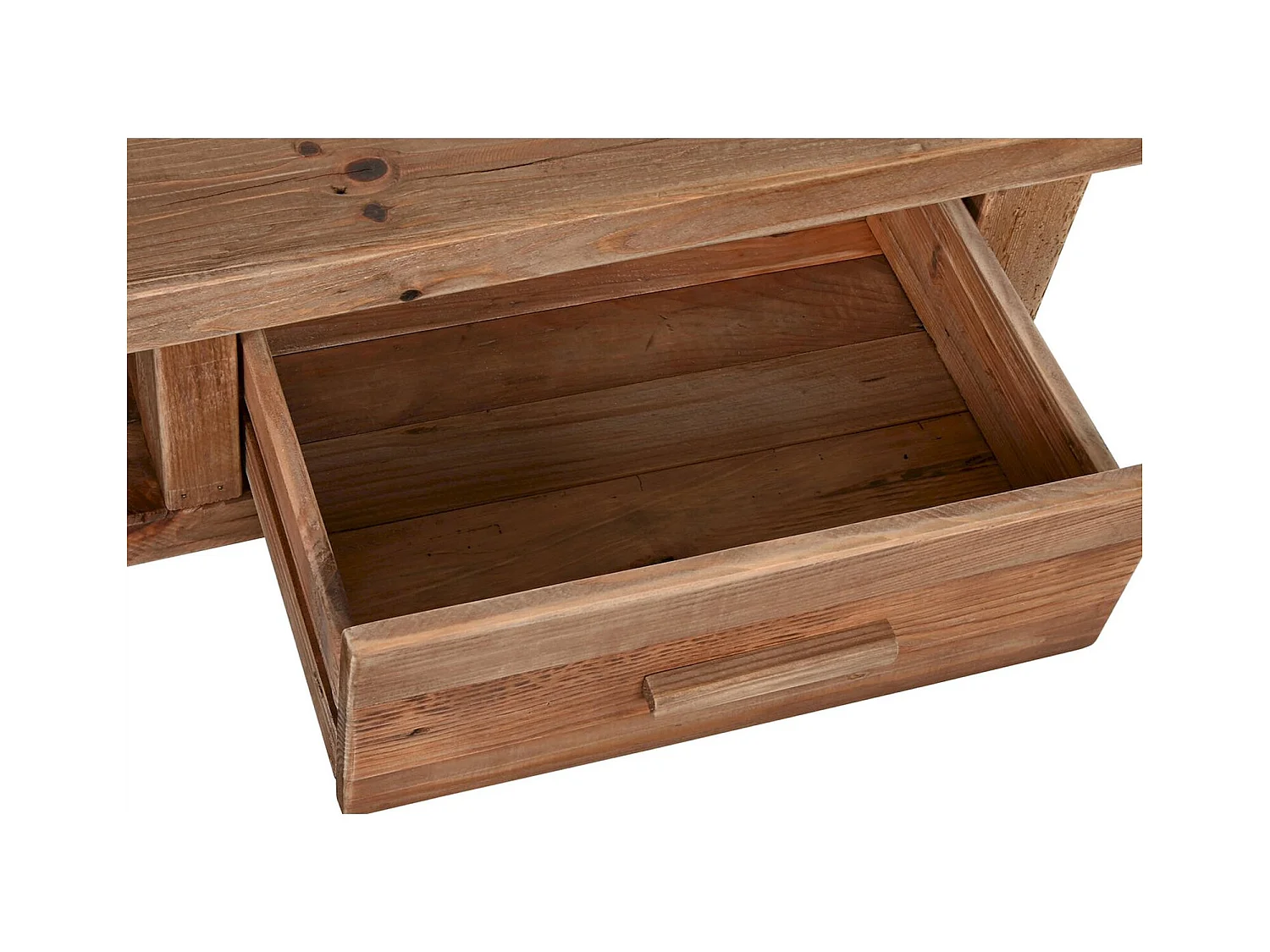 Table basse bois recyclé esprit nature avec rangement intégré