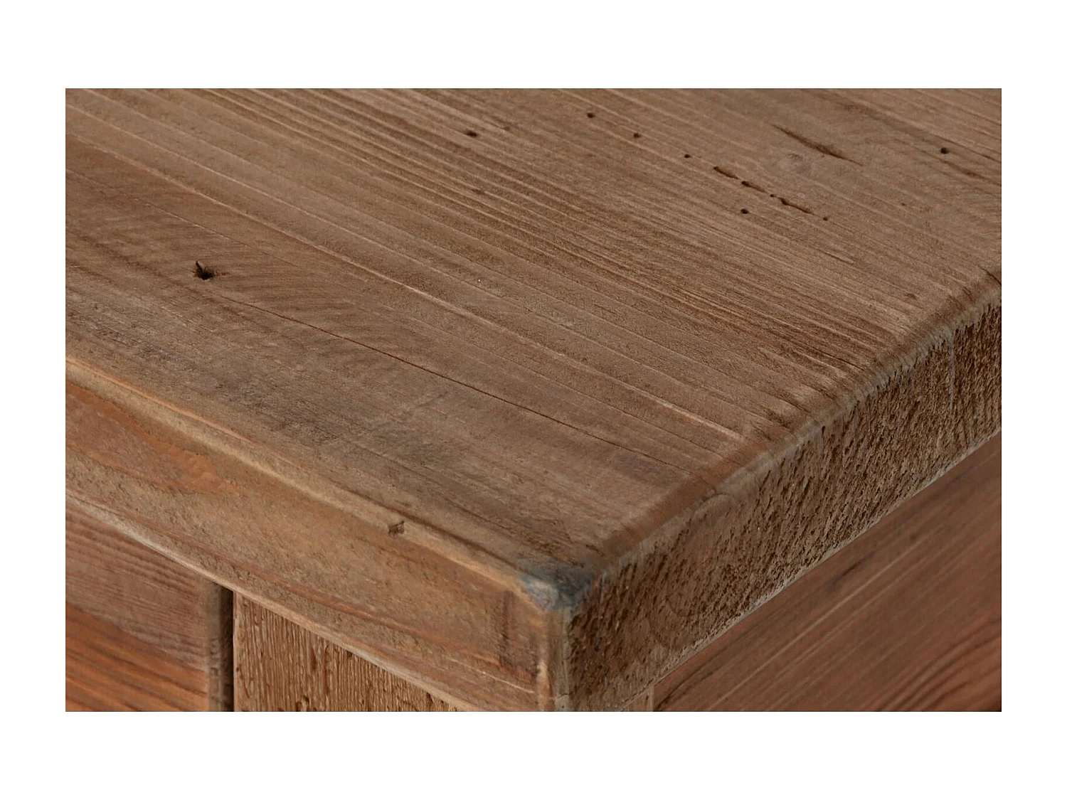 Table basse bois recyclé esprit nature avec rangement intégré