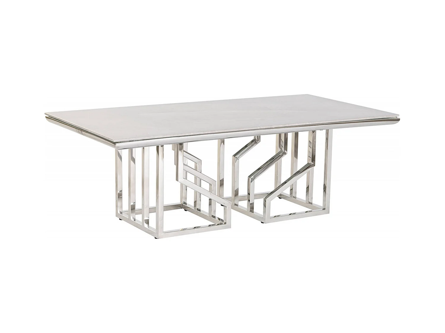 Table basse verre effet marbre blanc élégant