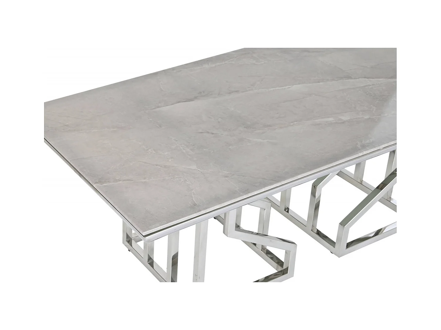 Table basse verre effet marbre blanc élégant