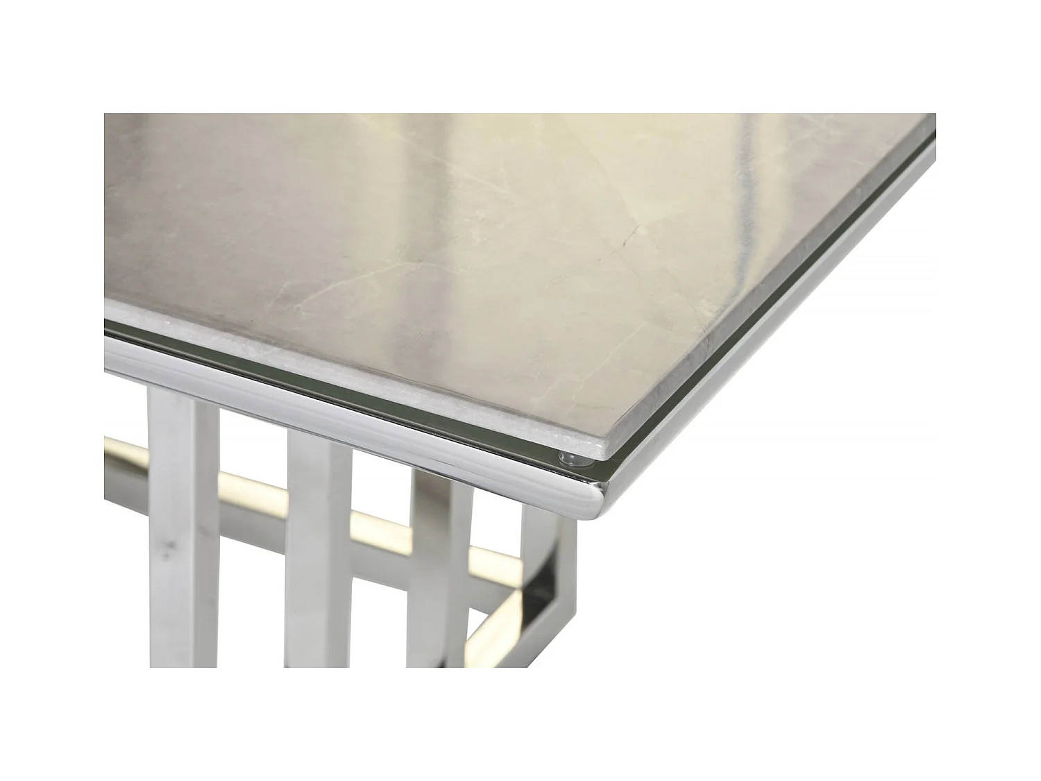 Table basse verre effet marbre blanc élégant