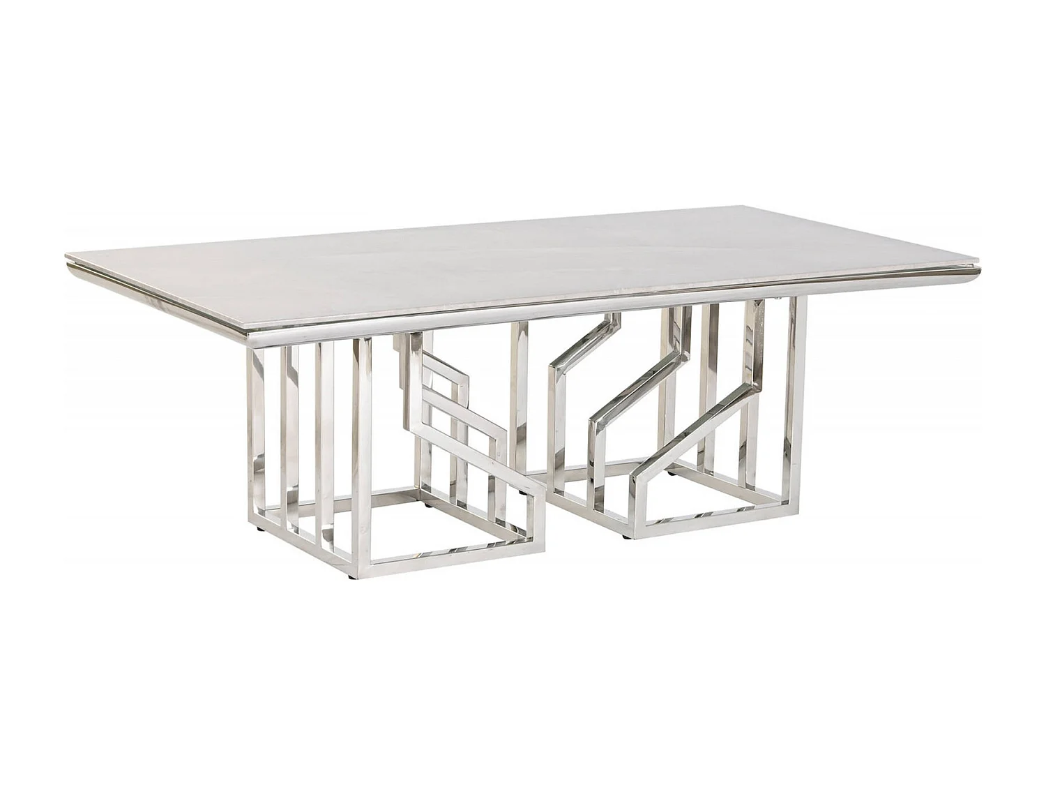 Table basse verre effet marbre blanc élégant