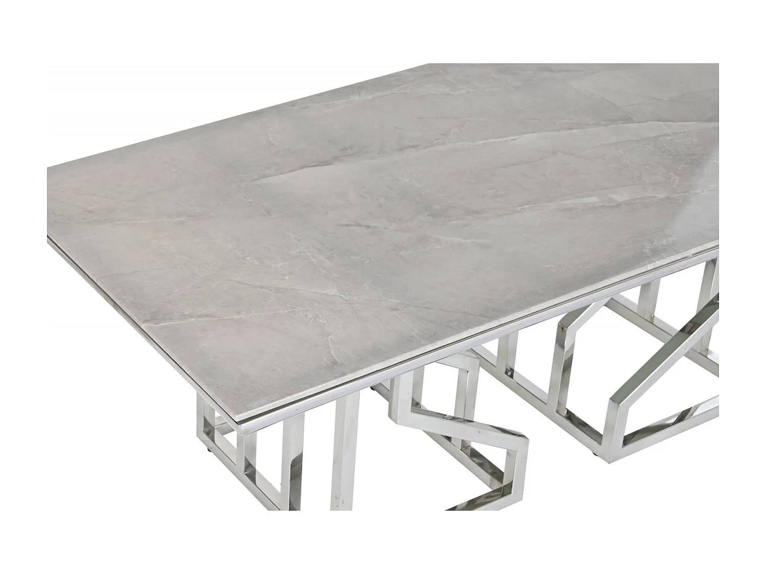 Table basse verre effet marbre blanc élégant