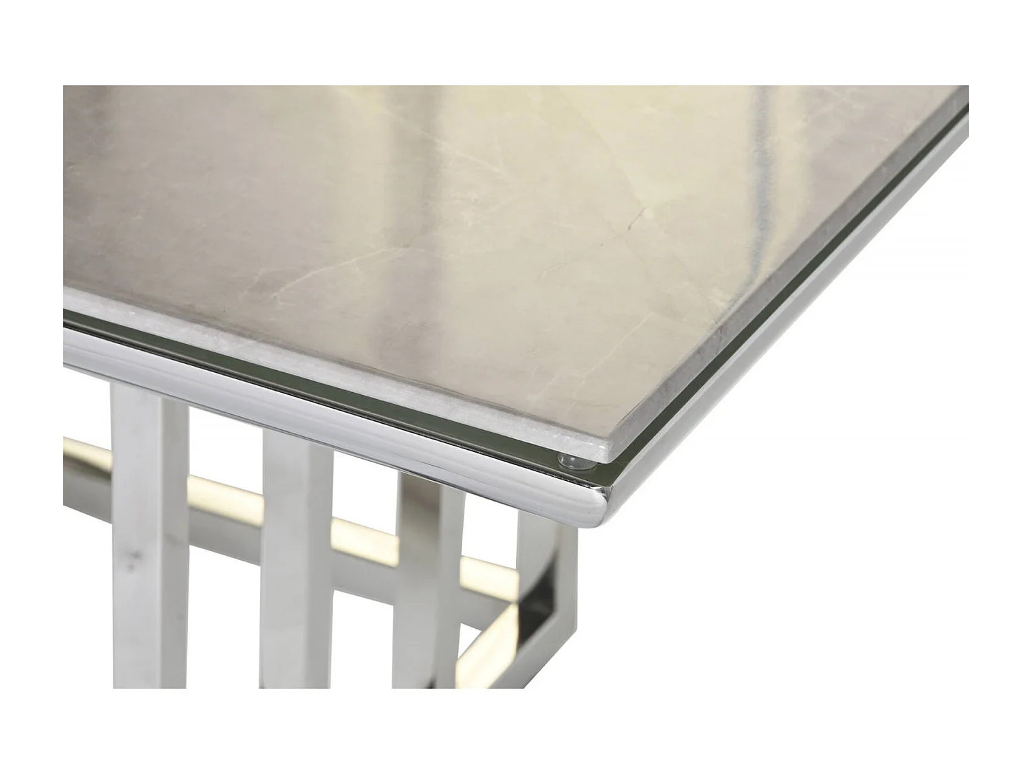 Table basse verre effet marbre blanc élégant