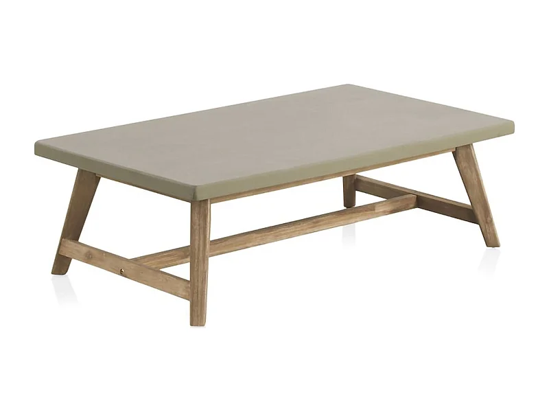 Table basse rectangulaire bois acacia et plateau effet béton