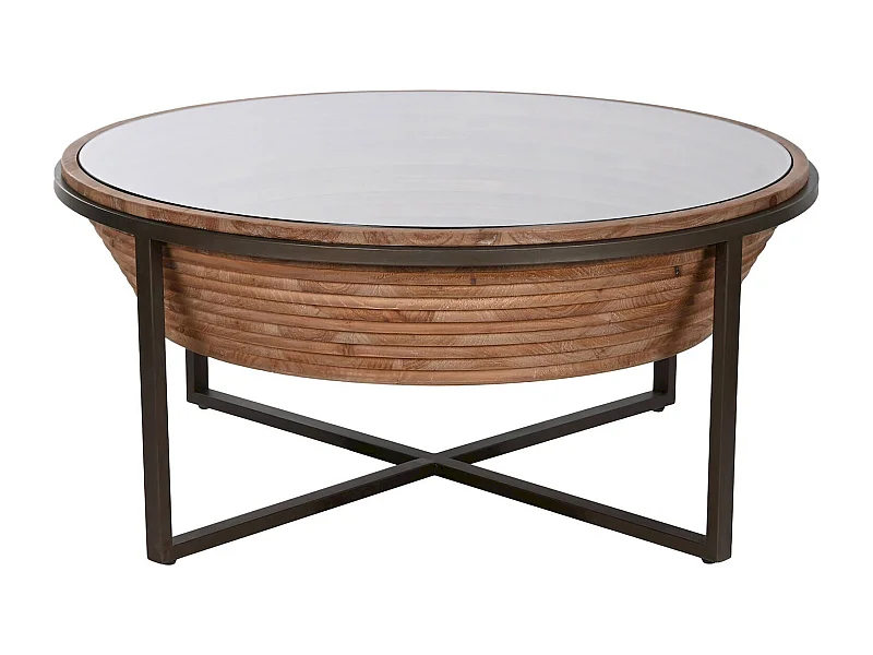 Table basse verre et bois élégance salon