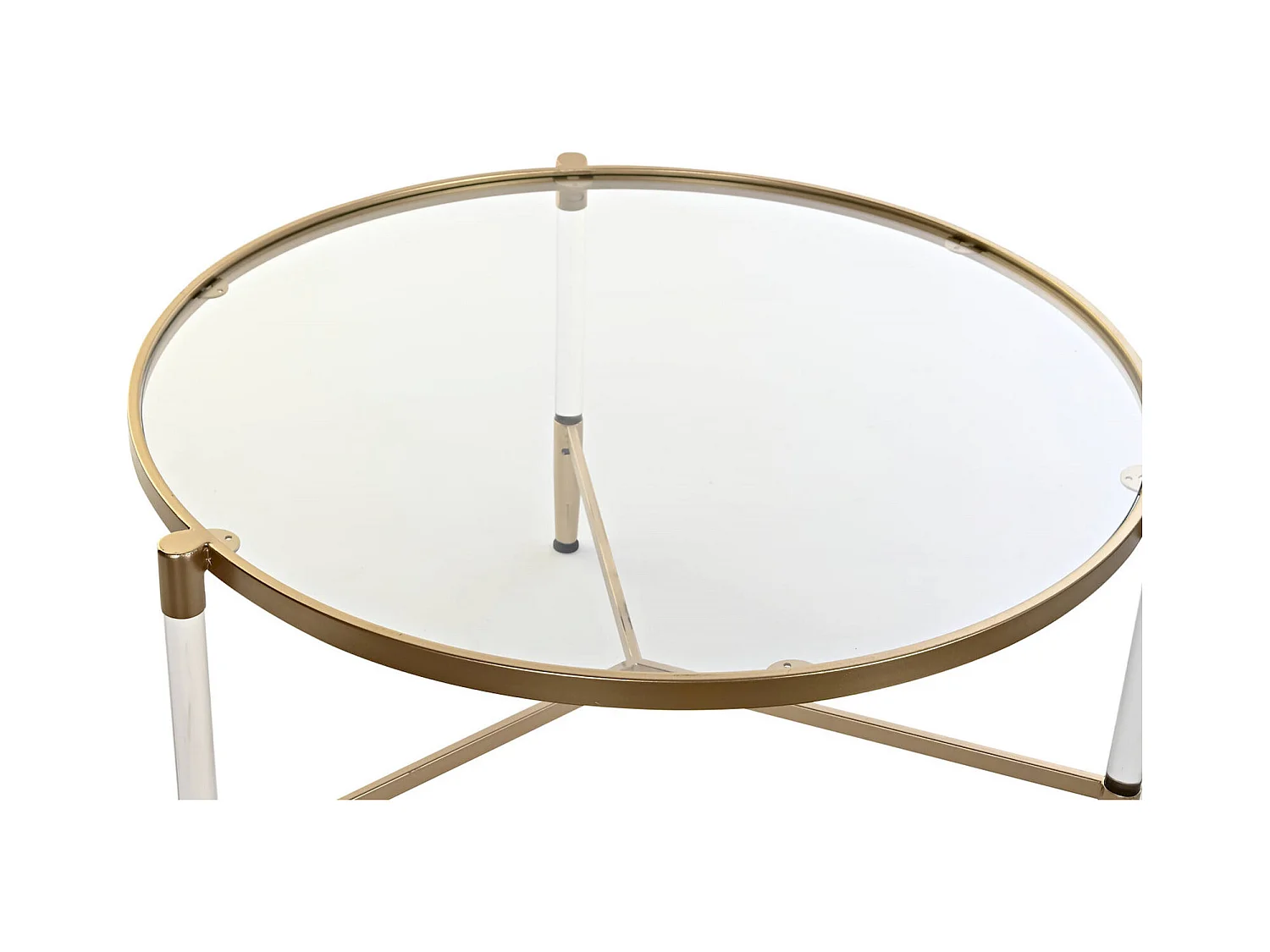 Table basse élégance dorée et transparence chic