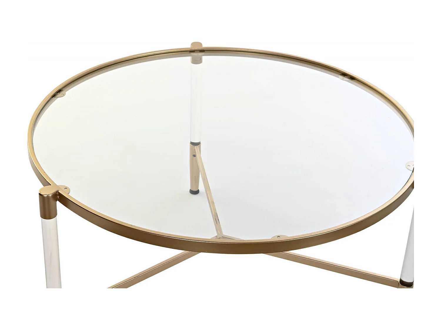 Table basse élégance dorée et transparence chic