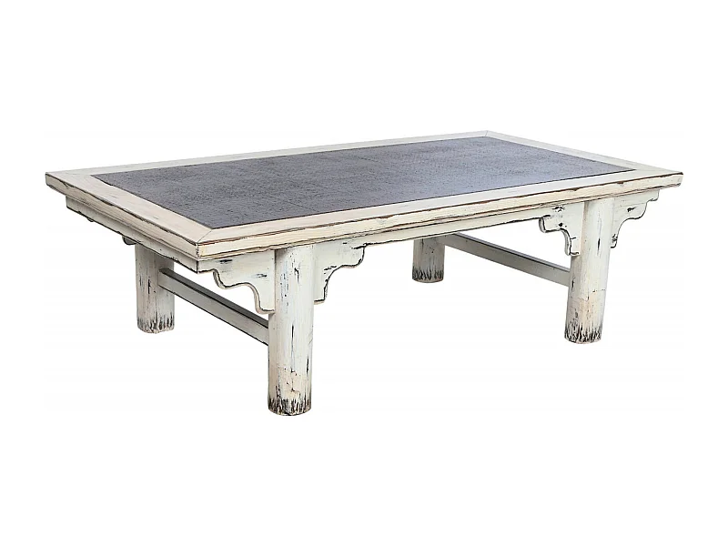 Table basse élégance olmo et rattan effet vieilli