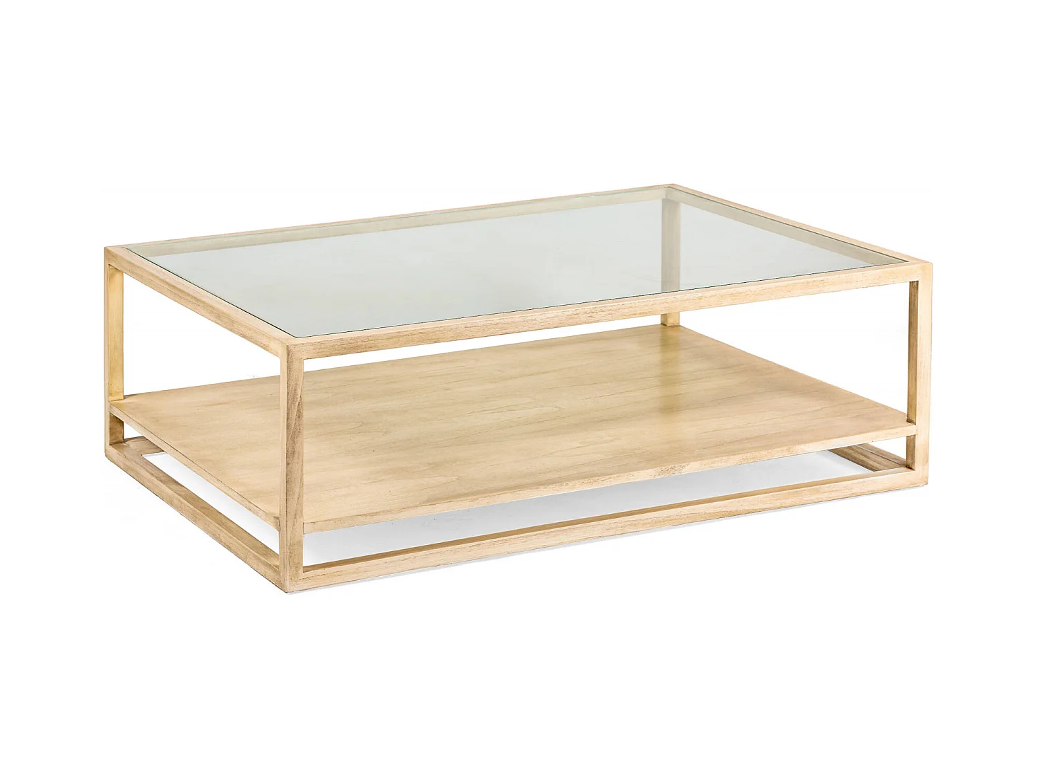 Table basse élégante Verre et Cèdre Blanc Voilé