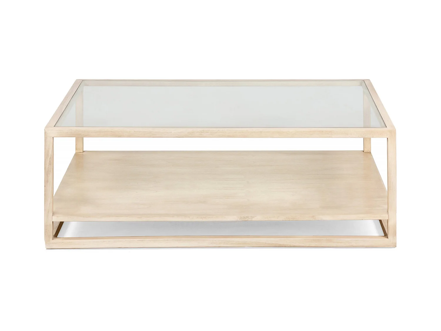 Table basse élégante Verre et Cèdre Blanc Voilé