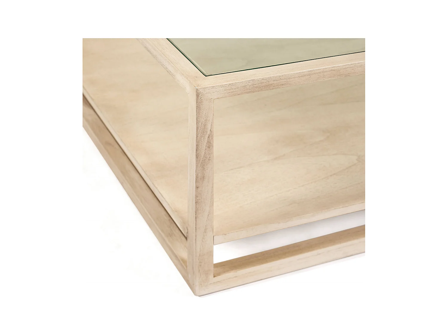 Table basse élégante Verre et Cèdre Blanc Voilé