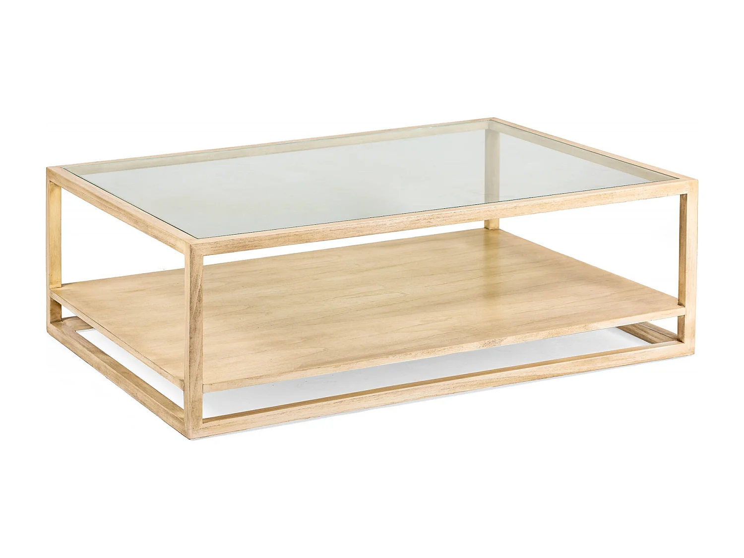 Table basse élégante Verre et Cèdre Blanc Voilé