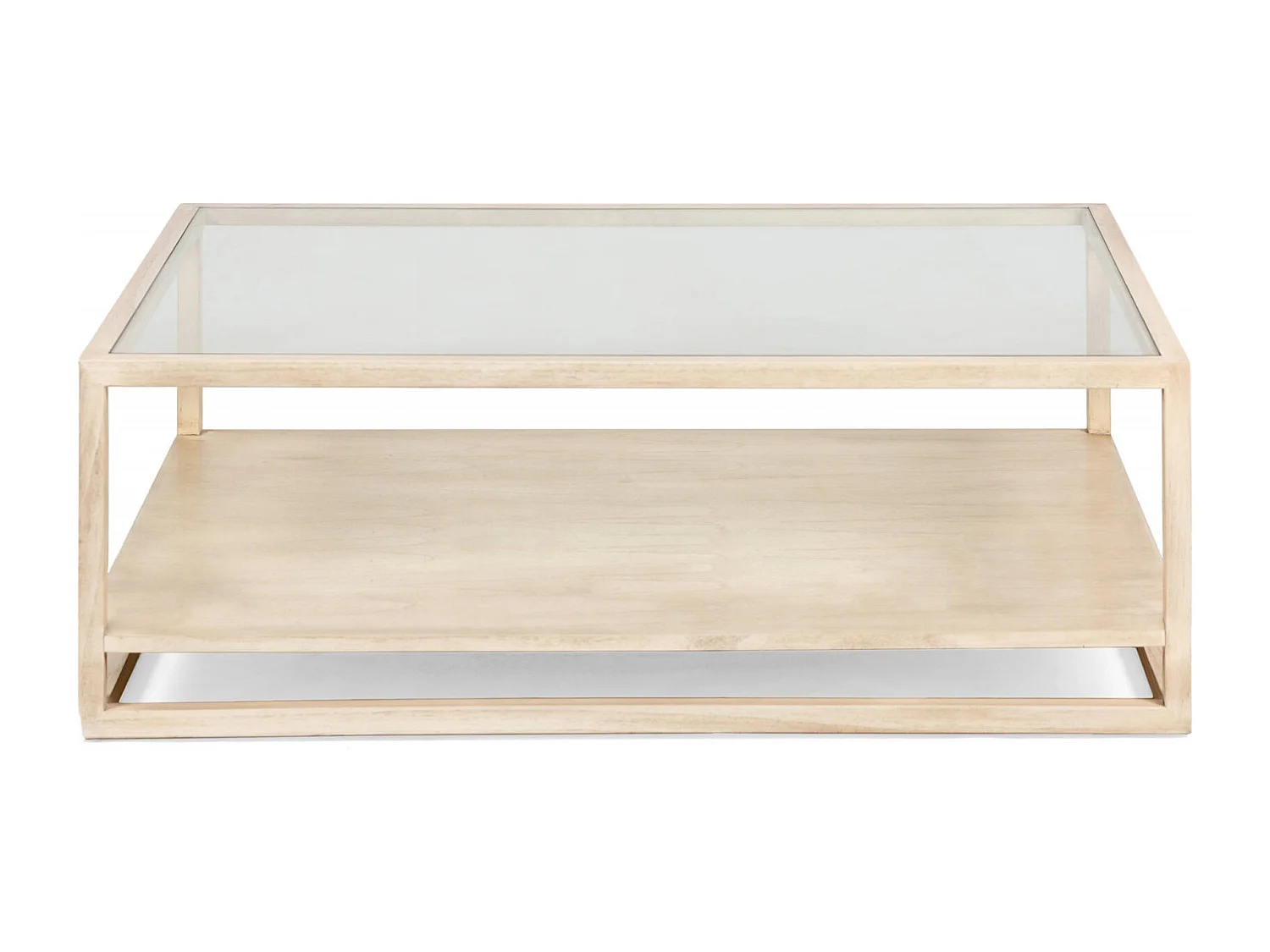 Table basse élégante Verre et Cèdre Blanc Voilé