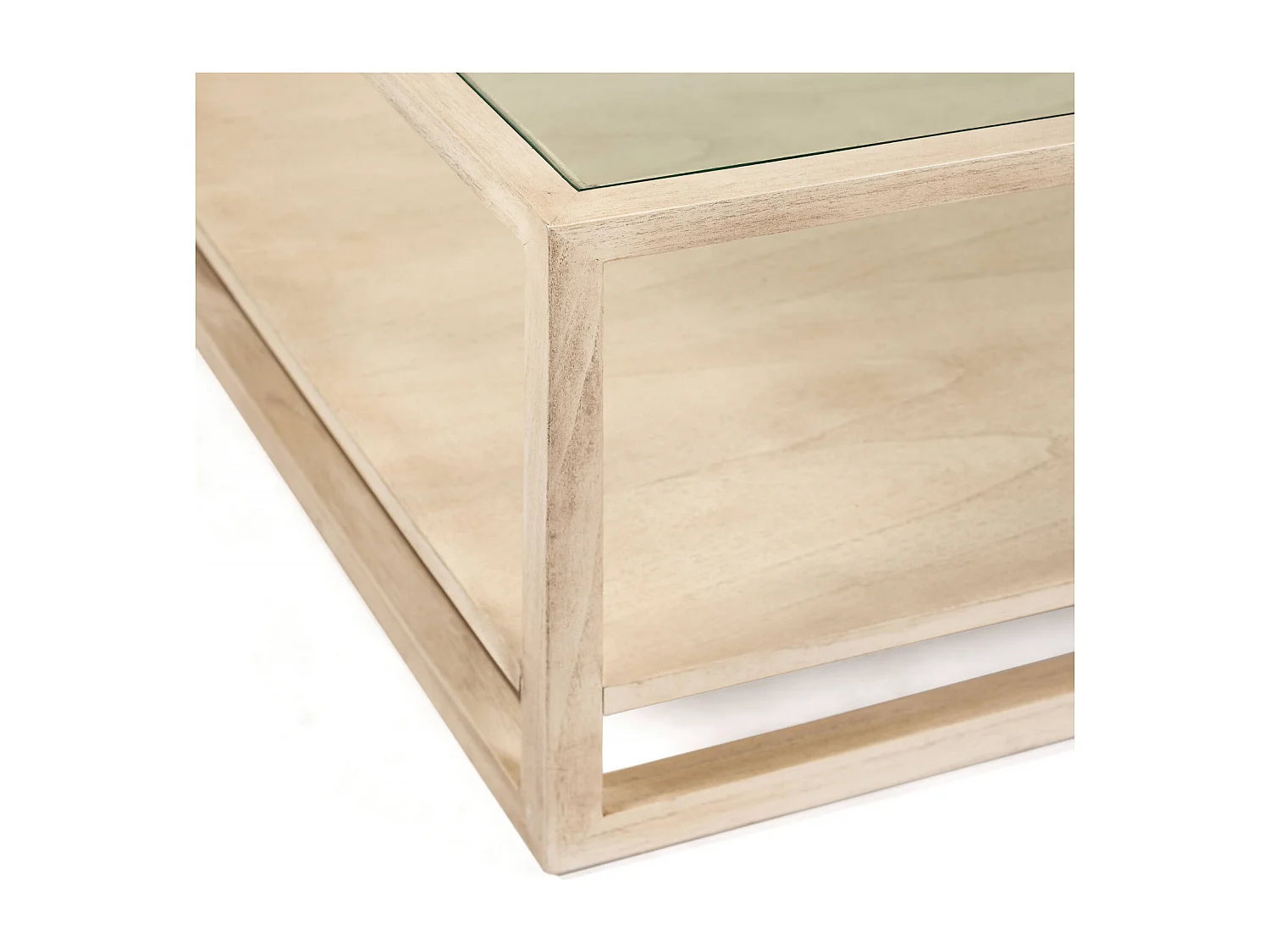 Table basse élégante Verre et Cèdre Blanc Voilé