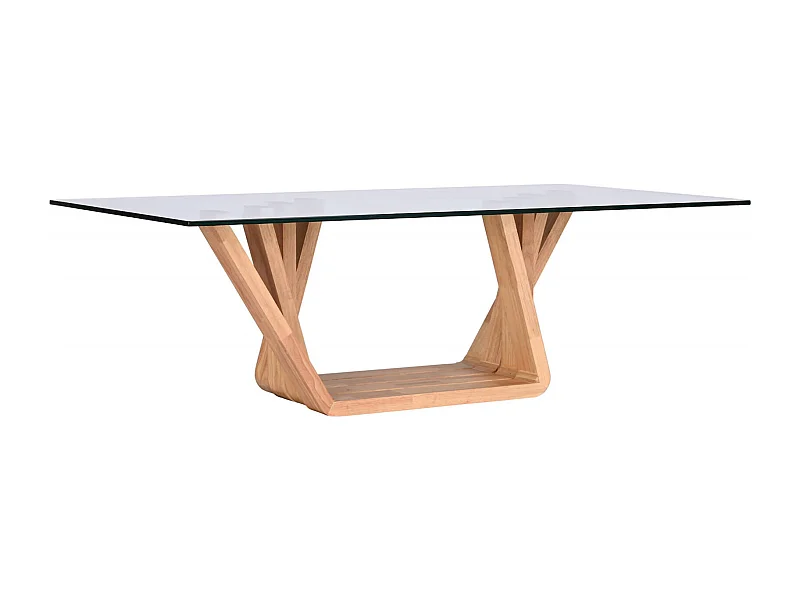 Table basse élégance noyer et verre pour salon moderne