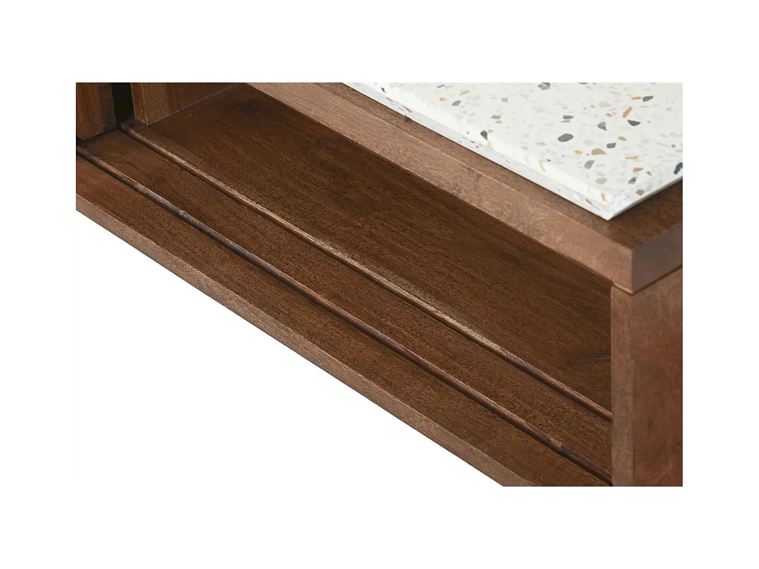 Table basse en acacia et terrazzo style oriental