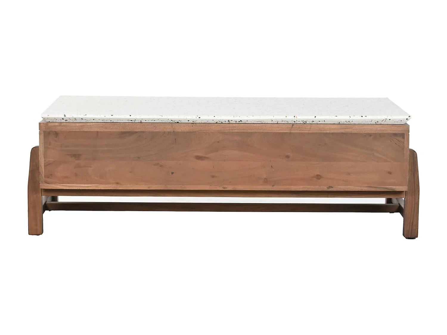 Table basse en acacia et terrazzo style oriental