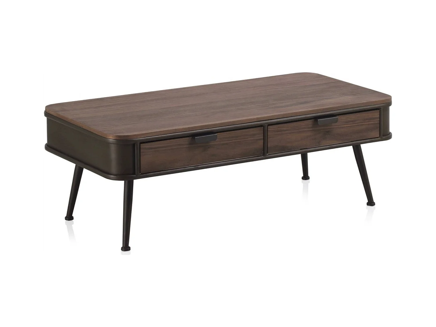 Table basse métal bois avec deux tiroirs élégants