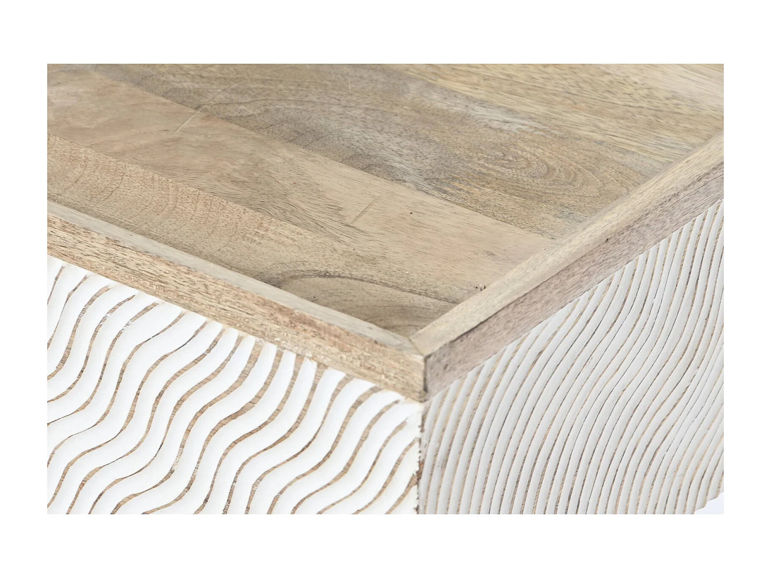 Table basse ondes mango élégance et métal doré