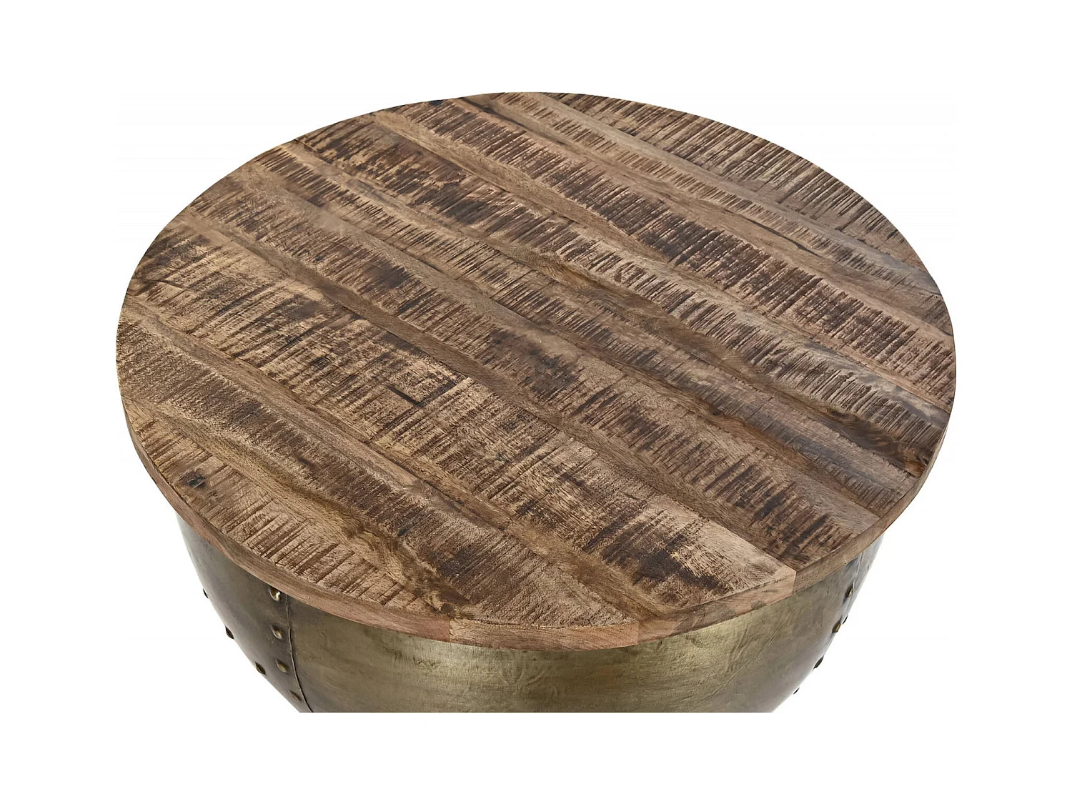 Table basse chic en métal doré et bois exotique