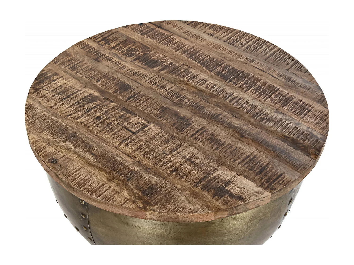 Table basse chic en métal doré et bois exotique