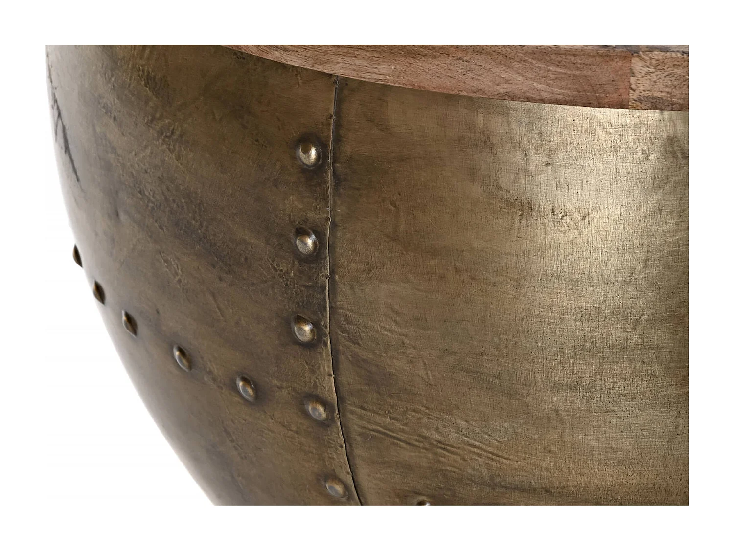 Table basse chic en métal doré et bois exotique