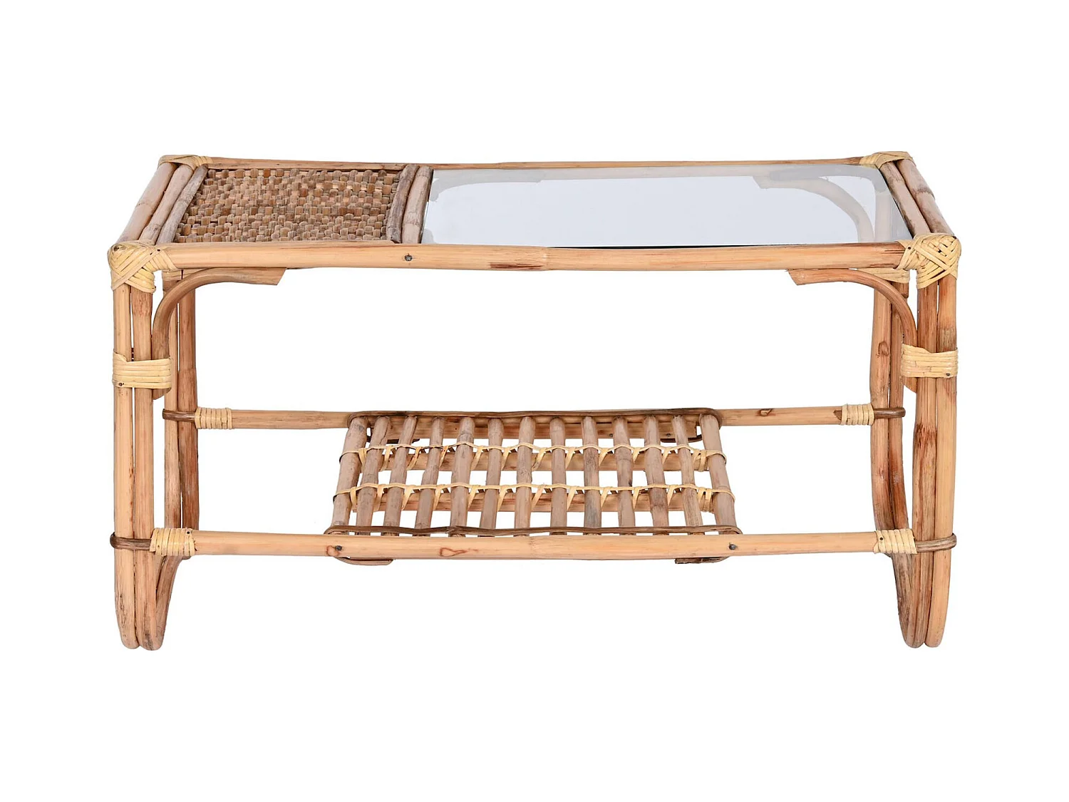 Table basse élégance naturelle en rotin et bambou