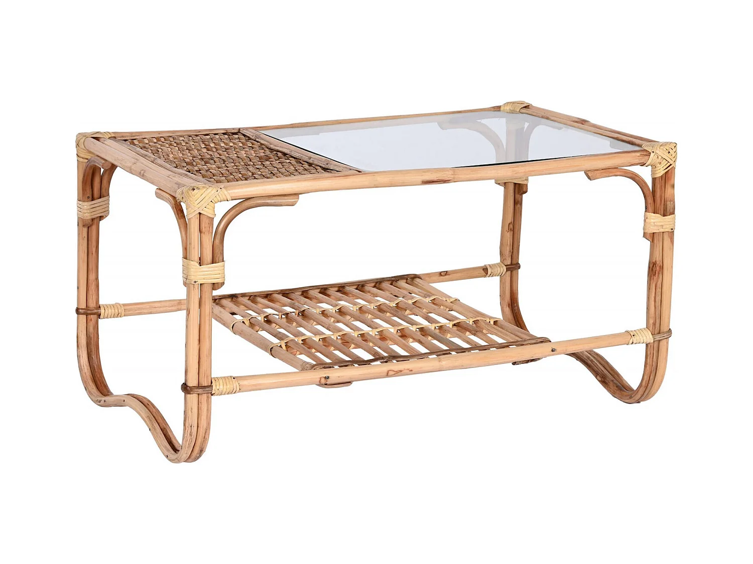 Table basse élégance naturelle en rotin et bambou