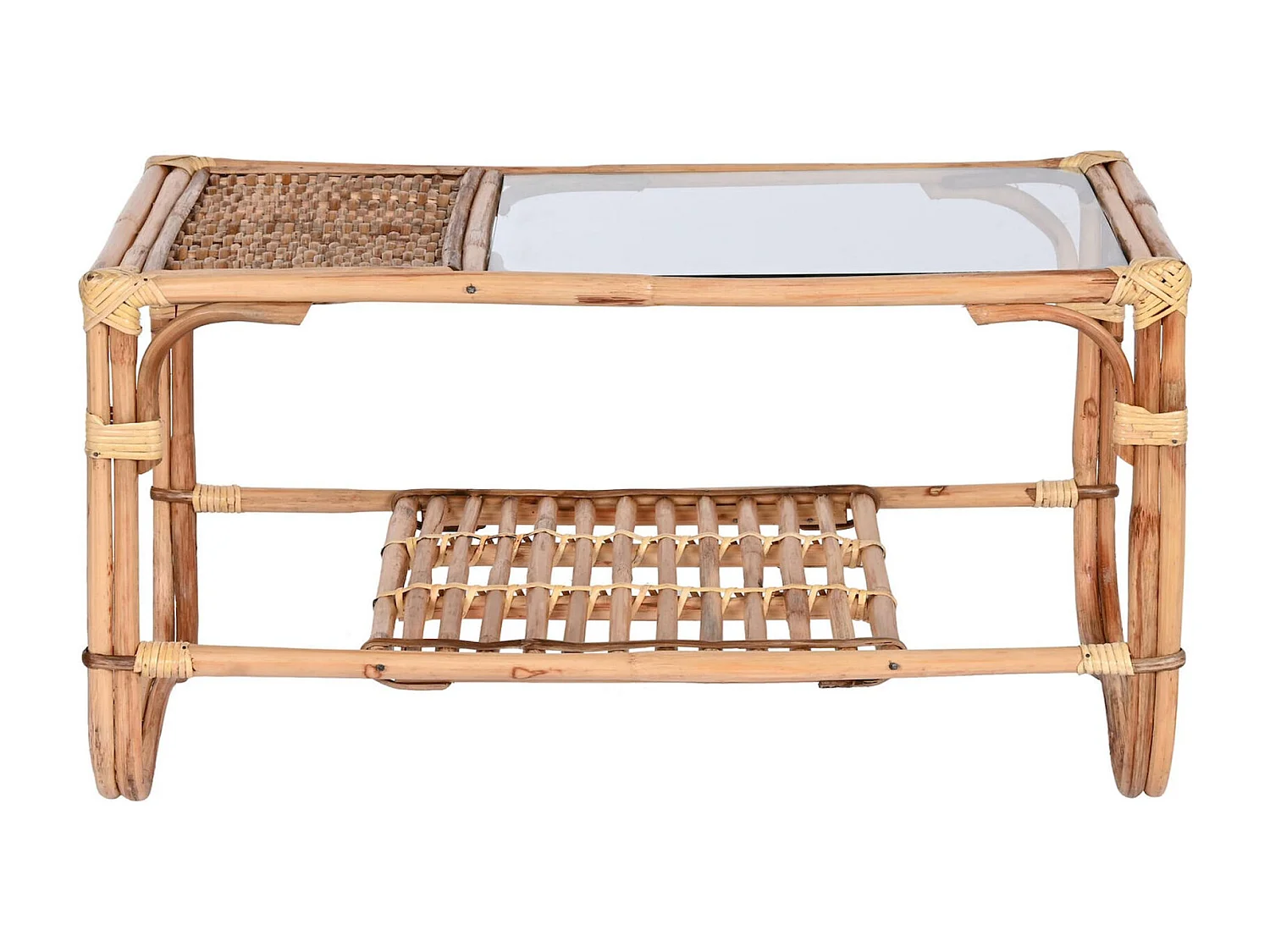 Table basse élégance naturelle en rotin et bambou