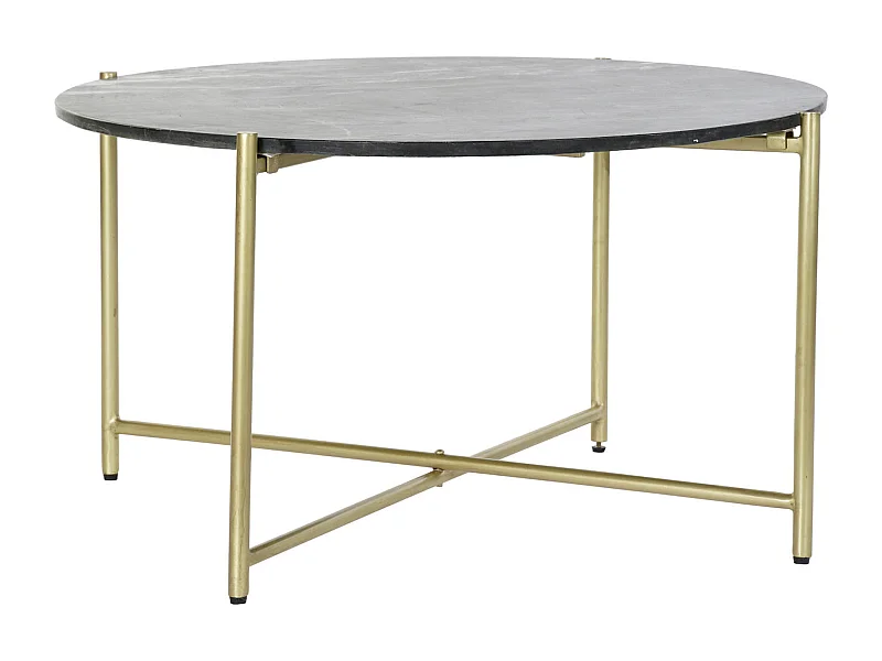 Table basse élégance marbre noir et pieds dorés