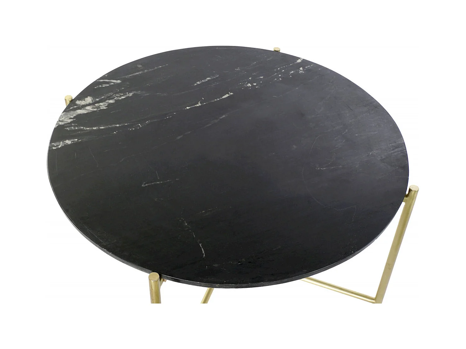 Table basse élégance marbre noir et pieds dorés