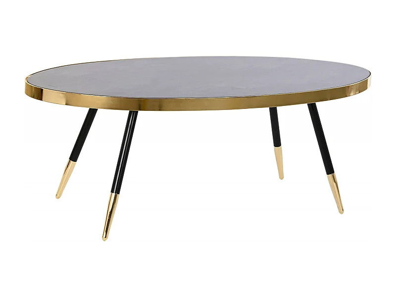 Table basse élégance verre noir avec touche dorée chic