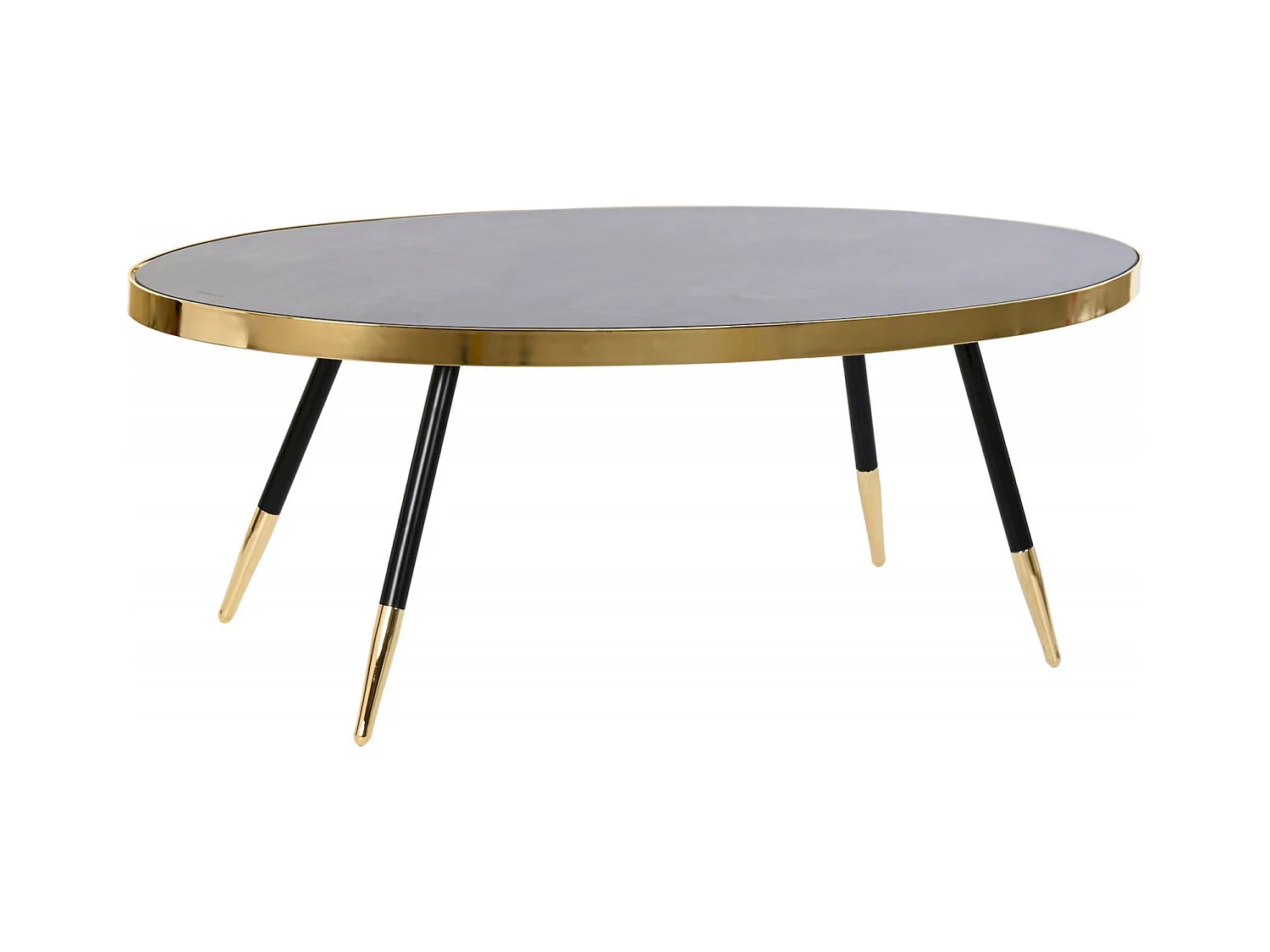 Table basse élégance verre noir avec touche dorée chic