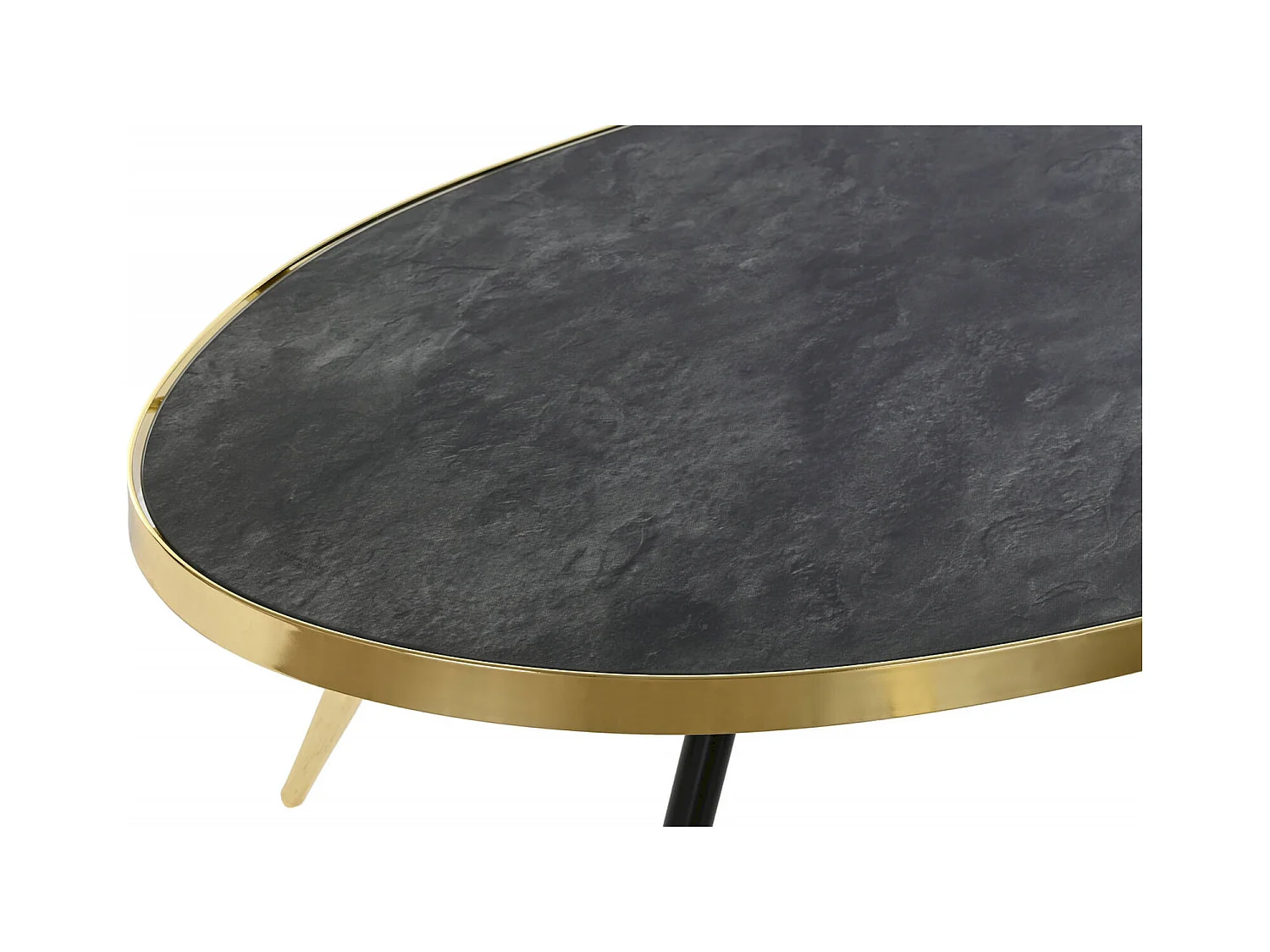 Table basse élégance verre noir avec touche dorée chic