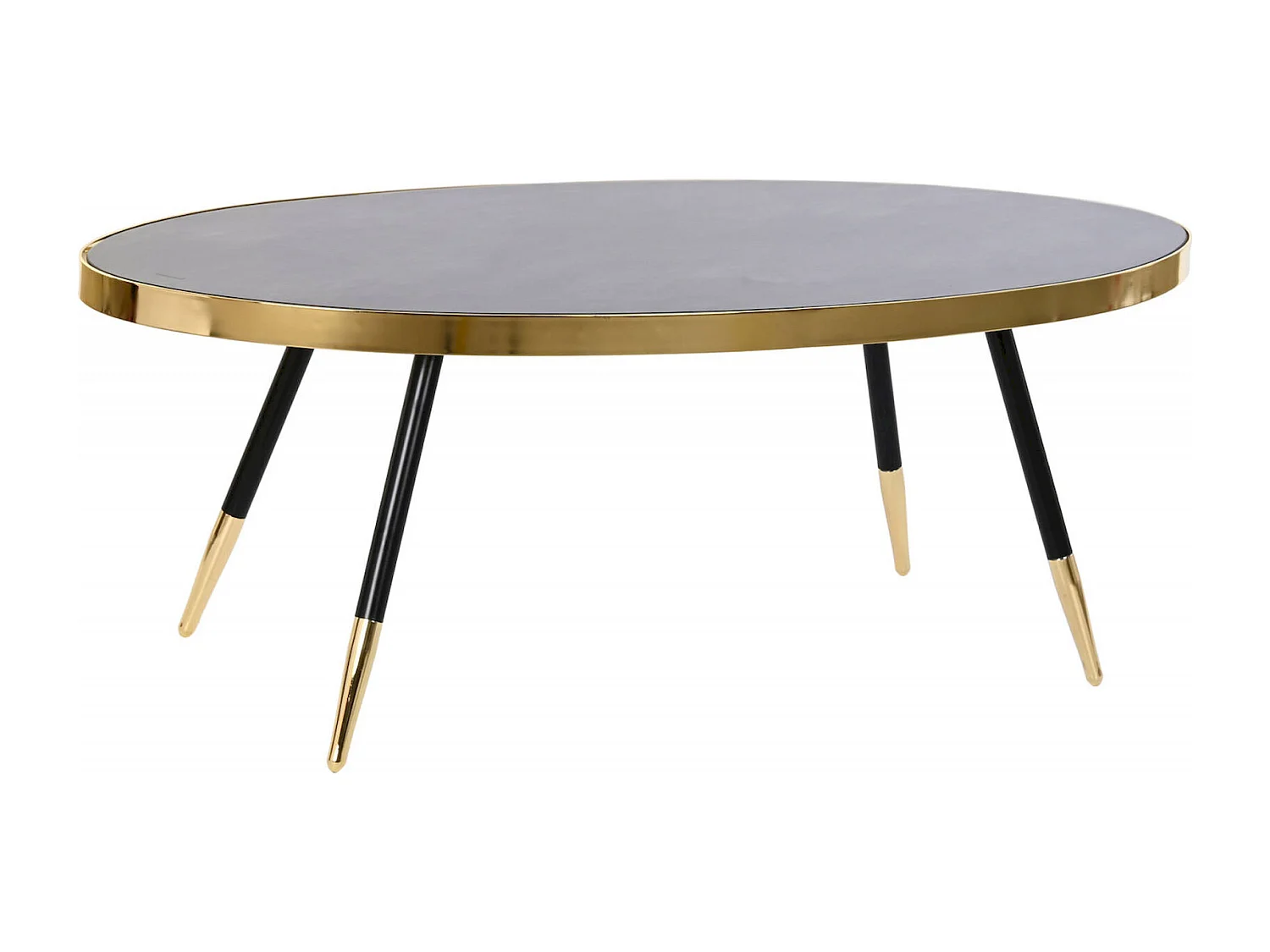 Table basse élégance verre noir avec touche dorée chic