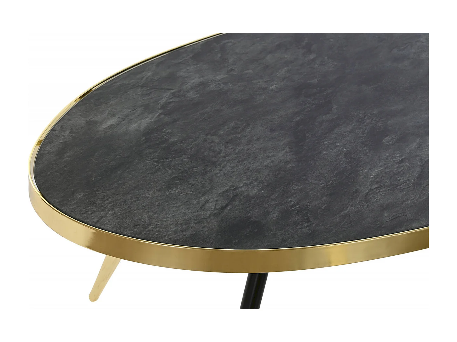 Table basse élégance verre noir avec touche dorée chic