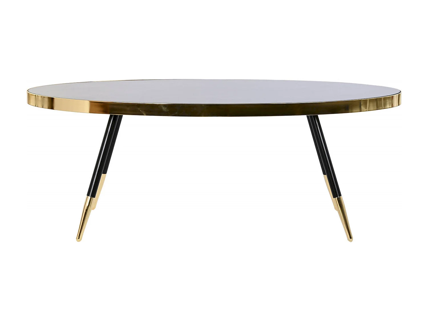 Table basse élégance verre noir avec touche dorée chic