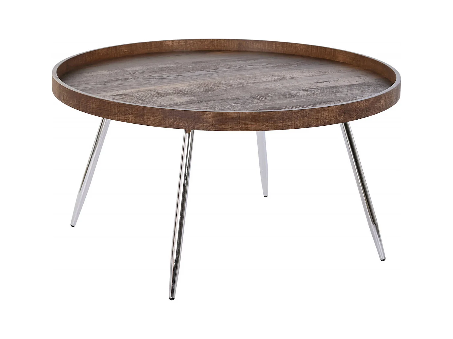Table basse chic bois et argent pour salon moderne