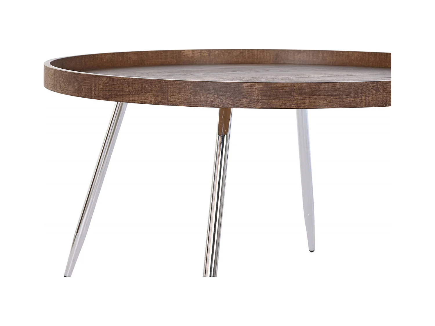 Table basse chic bois et argent pour salon moderne