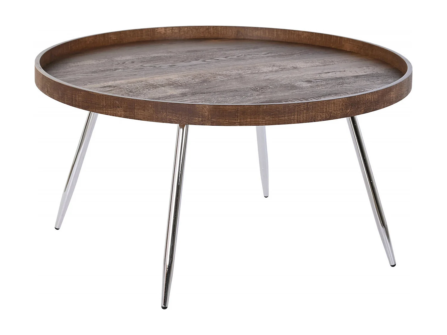 Table basse chic bois et argent pour salon moderne
