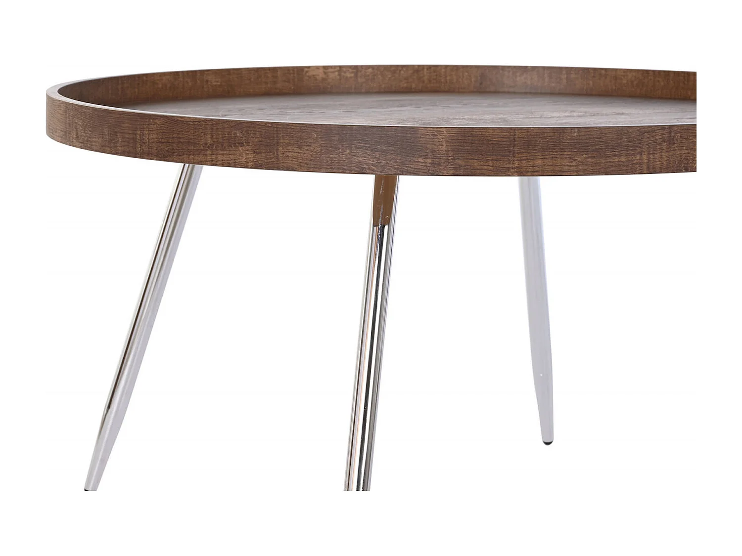 Table basse chic bois et argent pour salon moderne