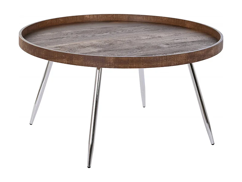 Table basse chic bois et argent pour salon moderne