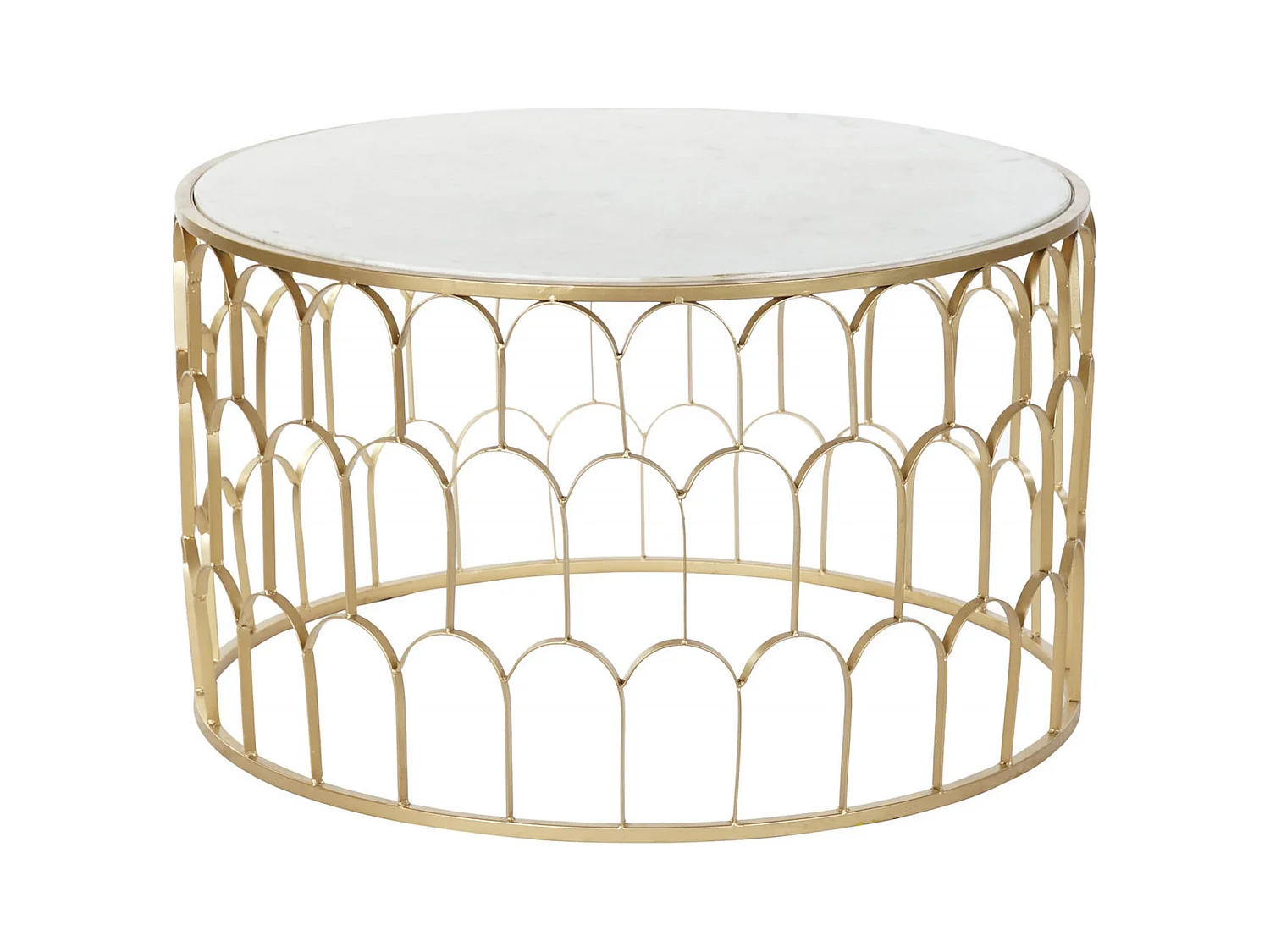 Table basse élégance marbre blanc et dorure chic