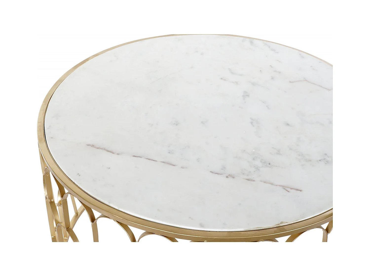 Table basse élégance marbre blanc et dorure chic