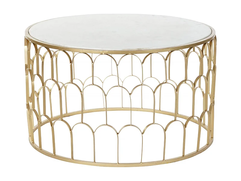 Table basse élégance marbre blanc et dorure chic