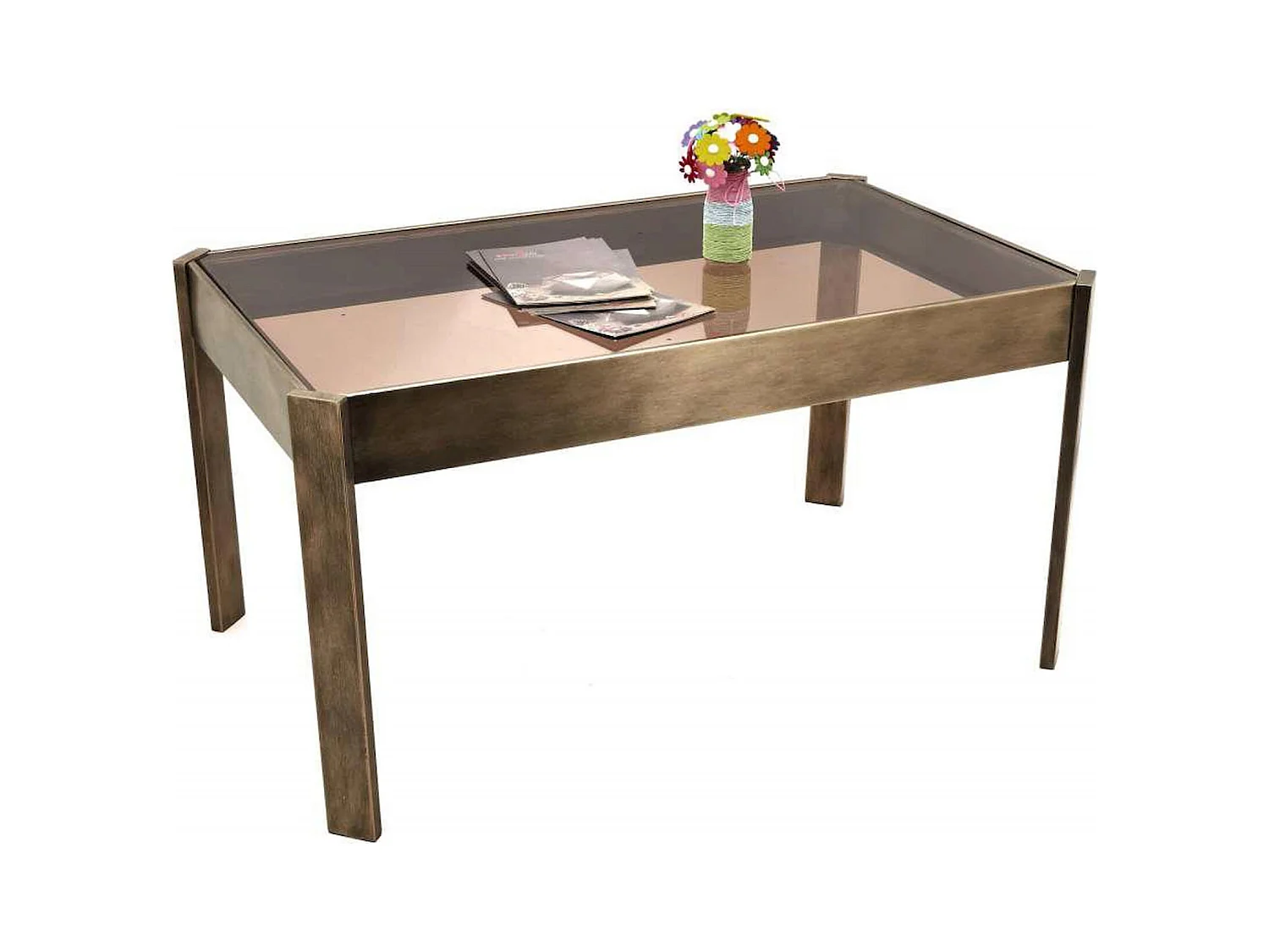 Table basse chic en verre élégance métal doré