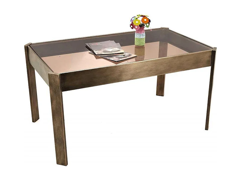 Table basse chic en verre élégance métal doré